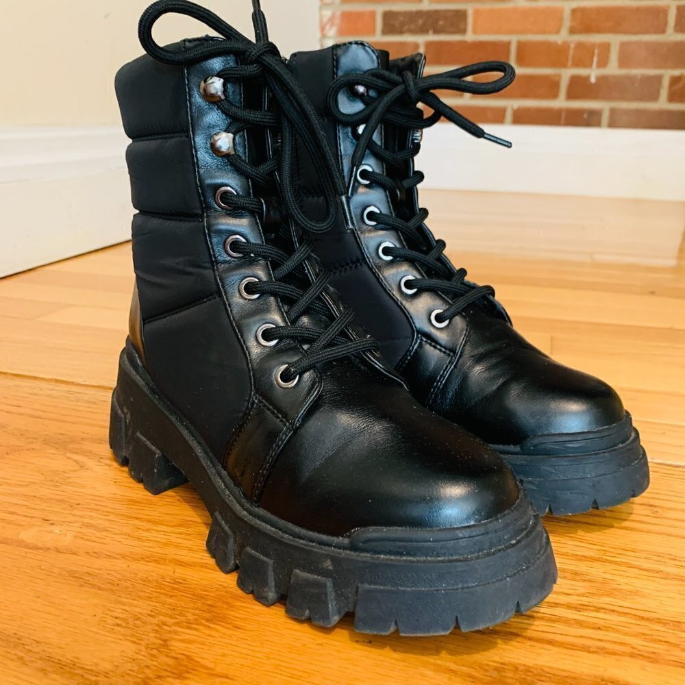 Marc Fisher LTD Womens Black Combat & Lace-up Boots 8 Medium - Picture 10 of 13
